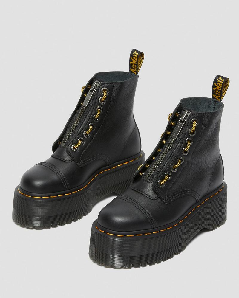 Dr Martens Sinclair Max Pisa Leren Platform Laarzen Dames Zwart | NL 526UZG